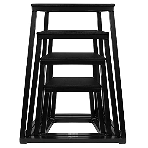 Retrospec Leap Plyo Box Jump Platforms for Home Gym Plyometric Jumping & Jump Box Exercise, 12", Matte Black