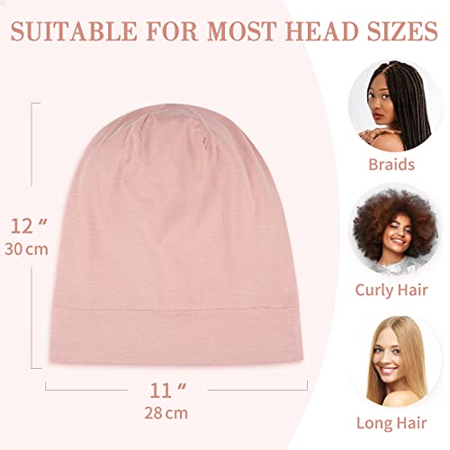 LULUSILK Mulberry Silk Bonnet for Sleeping Women, Real Silk Sleep Cap for Curly Hair and Braids, Pure Head Wrap with Scrunchies, Pink