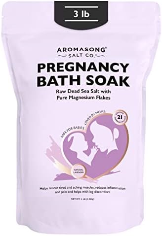 Aromasong Pregnancy Bath Soak 3 LB - 100% Pure Magnesium Flakes with 21 Essential Dead Sea Minerals and Natural Lavender - Better Absorbing Than Epsom Salt