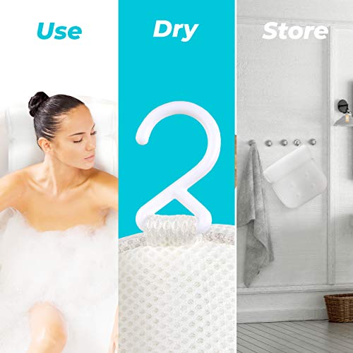 BASIC CONCEPTS Bathtub Pillow for Neck and Back Support with Drying Hook, Bathtub Pillow Machine Headrest for Soaking & Straight Back Tubs - Bath Accessories, Machine Washable, 6 Suction Cups