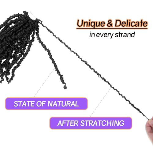 12 Inch 10 Packs Yanky Twist Crochet Hair Pre-twisted Natural Black Kinky Mini Spring Twist Small Curly Senegalese Twist Braids (1B)