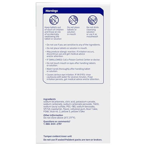Polident Smokers Antibacterial Dental Appliance Cleanser Tablets, 90 Count