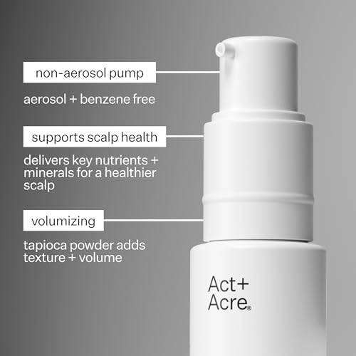 ACT+ ACRE Plant-Based Fulvic Acid Volumizing Dry Shampoo - Natural and Unscented Powder Spray Shampoo with Fulvic Acid and Rice Refresh Oily Hair and Restore Volume - Dry Shampoo for All Hair Types