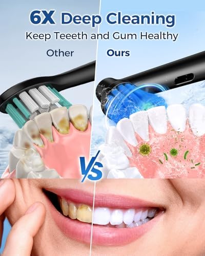 Rotating Electric Toothbrush for Adults with 8 Brush Heads, Sensitive Gum Care Electric Toothbrush with 3 Modes and 2 Min Smart Timer, Rechargeable Last 60 Days