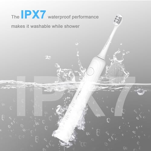 240 Days Battery Life Rechargeable Electric Toothbrush for Adults,with 2500mAH Large Capacity, 8 Pack Replacement Brushheads,3 Classic Modes,2 Min Smart Timer Battery Toothbrush,White