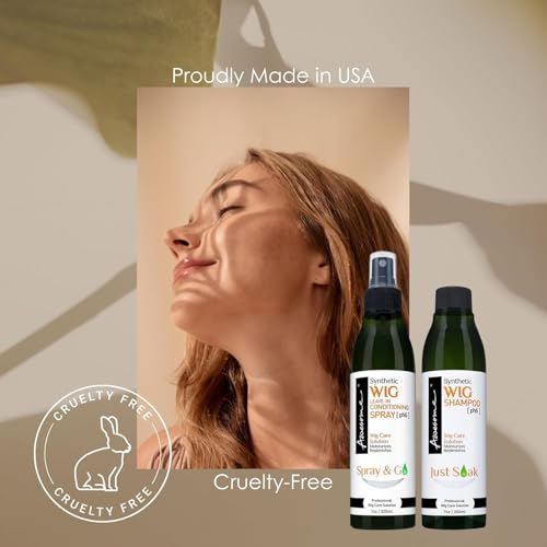 Awesome Synthetic Wig Shampoo and Leave in Conditioner Spray: pH6, Premium Set of 2, Revitalizes Synthetic Wigs, Contains Coconut Oil (7 fl oz)