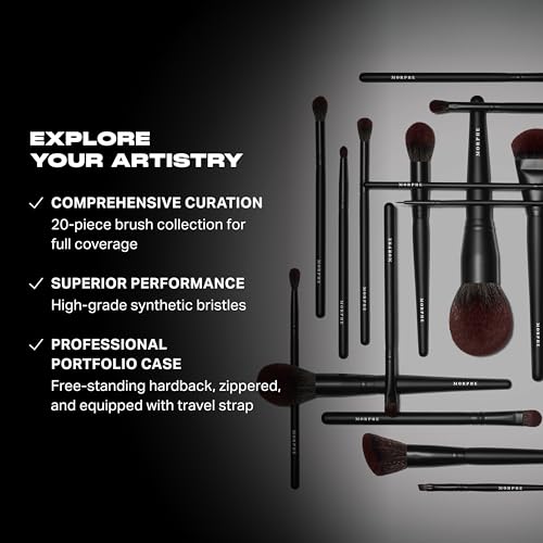 Morphe MUA Life Makeup Brushes - 20 Piece Makeup Brush Set of Eye and Face Brushes - Made with Synthetic Bristles and Includes Carrying Case (20 Count)