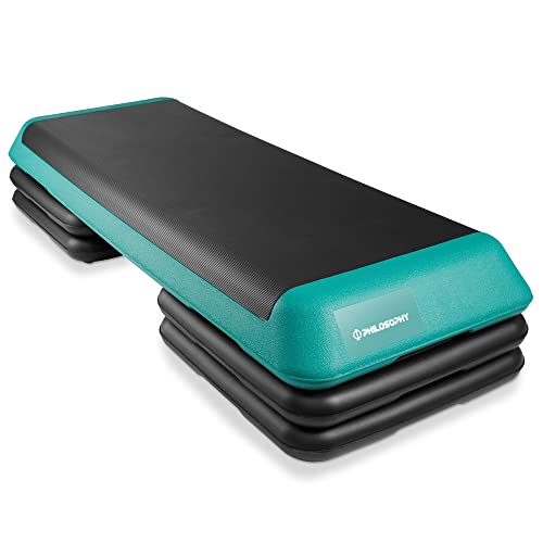 Philosophy Gym Aerobic Exercise Adjustable Step Platform, Health Club Size, with 4 Risers - Gray