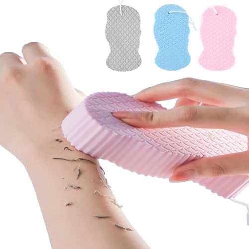 3Pcs Magic Exfoliating Bath Sponge,3D Super Soft Exfoliating Bath Sponge,Remover Dead Skin for Adults Children and Pregnant Women,Reusable(Blue+Pink+Gray)