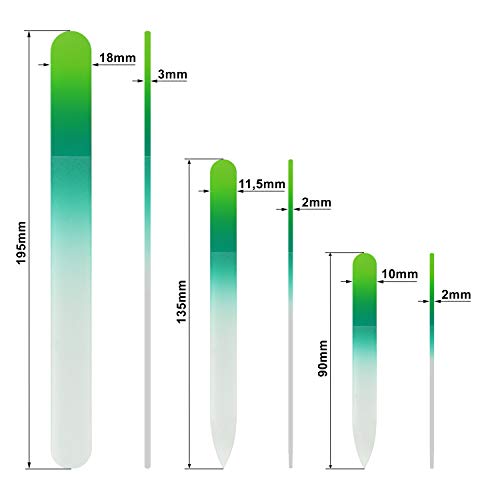 Beauty Glass Nail File - Mont Bleu Set of 3 Crystal Nail Files in Pouch - Genuine Czech Tempered Glass - Handmade Mother's Day Gifts - Best Glass Nail Files Prime for Manicure Tool Kit