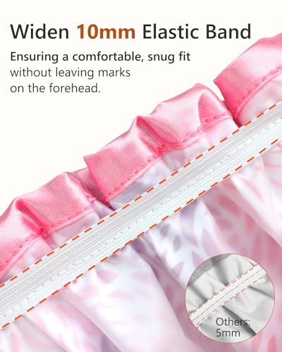 mikimini Shower Caps, Reusable Bath Shower Caps 2 Packs for Women Long Hair, Double Layer Waterproof Bathing Shower Hat for Girls, Floral Print