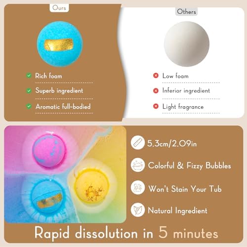 Bath Bombs for Women Gift Set, 12 Pack Handmade Bath Bombs Salt Balls, Perfect for Bubble Spa Relaxing, Moisturizing Dry Skin, Stress Relief, Birthday Valentines Gifts Idea for Men Women