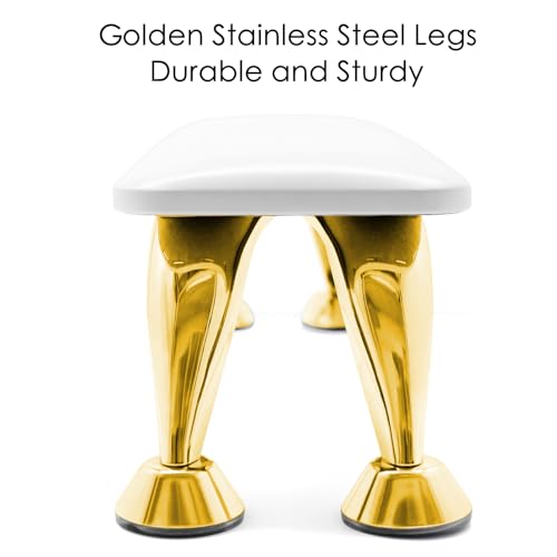 Arm Rest for Nails Tech Soft Comfortable, Nail Arm Rest Anti-Slip, Microfiber Leather Manicure Hand Rest for Nails Tech Armrest Stand with Gold Stainless Steel Legs