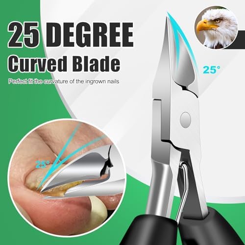 Toenail Clippers for Seniors Thick Nails - Angled Head Large Toe Nail Clippers for Men, Heavy Duty Ingrown Toenail Clippers for Thick Toenails with Wide Jaw, Sharp Nail Cutter with Catcher Long Handle