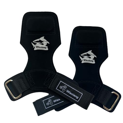 Wiexiang Lifting Straps Wrist Straps for Weightlifting Cowhide Material Robust and Durable Deadlift Straps,Straps for Weightlifting, Bodybuilding, trength Training Wrist Hooks for Men/Women (Black)