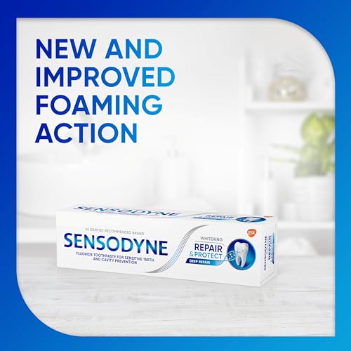 Sensodyne Repair and Protect Whitening Toothpaste, Toothpaste for Sensitive Teeth and Cavity Prevention, 3.4 oz (Pack of 2)