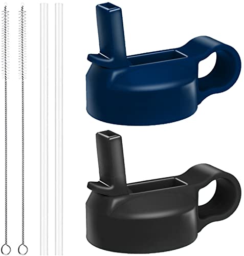 The Mass Wide Mouth Straw Lid Compatibility Most Sports Water Bottle (Black & Cobalt)