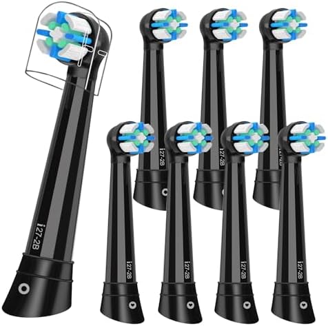 8PCS iO Replacement Heads Compatible with Oral B IO 2/3/4/5/6/7/8/9/10 Series Electric Toothbrush,Compatible with Oral B io Series Toothbrush Heads with Medium Bristles,Black