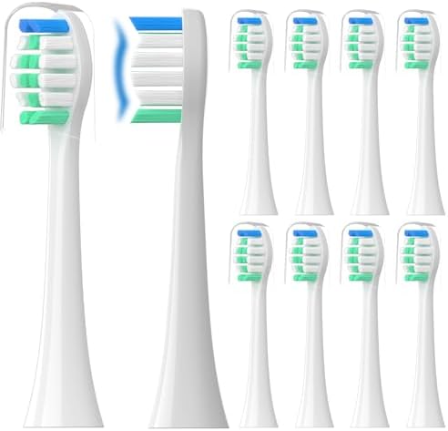 Replacement Toothbrush Heads Compatible with Philips Sonicare：10 Pack Soft Replacement Electric Brush Head for 4100 5100 6100 HX9023/65 W Optimal Plaque Control Snap-on System