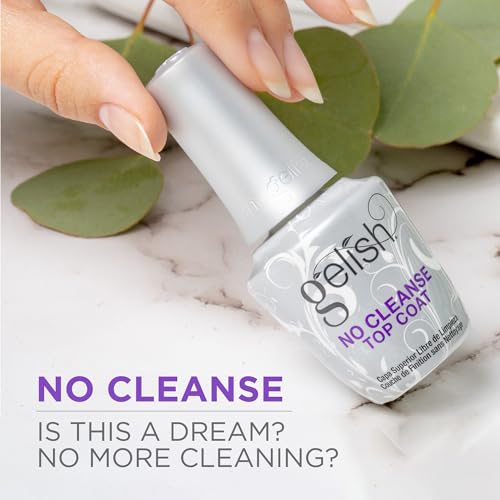 Gelish No-Cleanse Top Coat – High-Gloss Finish, Long-Lasting, Easy Application, UV/LED Compatible, Professional Gel Nail Polish Sealer