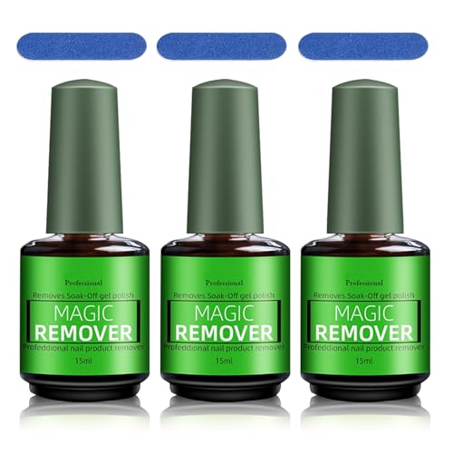 Magic Remover Gel Polish,3PCS Gel Nail Remover,Professional Gel Remover for Nails,Quickly and Easily Removedor de Esmalte Gel (15ML)