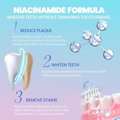 Niacinamide Whitening Toothpaste - Brightening, Cherry Blossom Mint Flavor, Freshens Breath, Fluoride-Free, VeganRemoves Stains, Improves Gum Health (1*PCS)