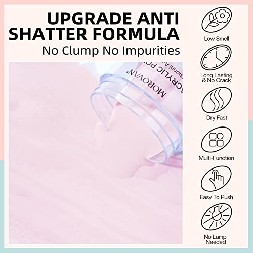 Morovan Acrylic Nail Powder Set: 4 Colors Clear Nude Pink White Acrylic Powder for Nail Extension Carving