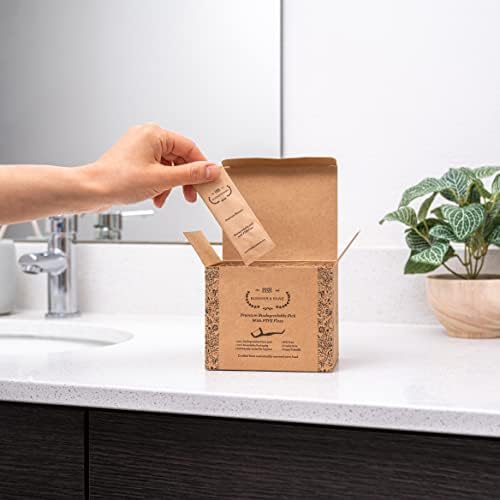 Bleeker and Rowe Biodegradable Individually Wrapped Floss Picks - Eco Friendly Flossers 150 Pack (PTFE Floss)…