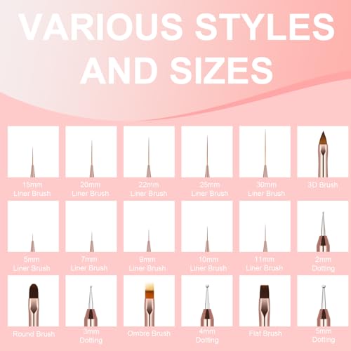 Nail Art Brush Set, 9PCS Double-Ended Acrylic Liner Brush Dotting Pen for Gel Polish, Nail Design Tools for Professional Manicure DIY Home Salon