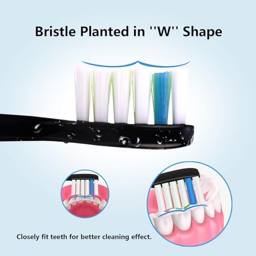 12 Pack Replacement Toothbrush Heads Compatible with fairywill P11 T9 Electric Toothbrush, W Shape Bristle Designed, Soft and Sanitary for Model P11 T9 Toothbrushes (Black)