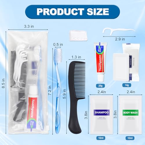 50 Sets Bulk Hygiene Kits for Homeless,Basic Toiletry Kit Homeless Supplies Bulk,Disposable Toothbrushes with Toothpaste and Comb Individually Wrapped,Bath Soap,Shampoo,Body Wash,Floss Pick