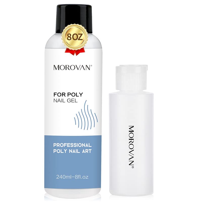 Morovan Poly Gel Slip Solution: 8 oz Slip Solution Nail Extension Gel Liquid Set with Travel Bottle Anti-Stick Liquid for Polygel Nails Smooth Easy Cleaner DIY Nail Extension