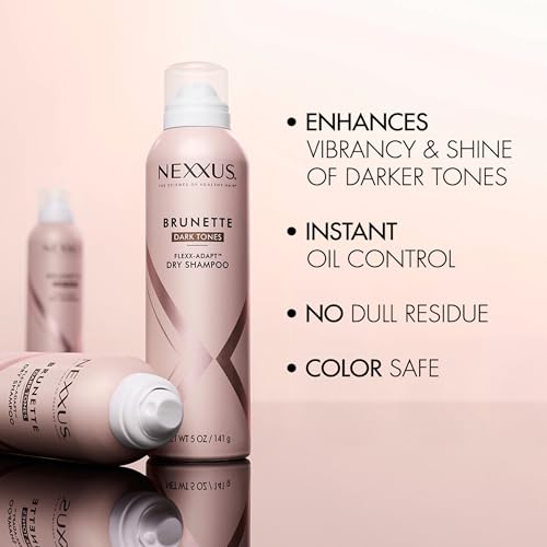 Nexxus Brunette Dry Shampoo For Dark Tones, 72 Hour Freshness, No Dull Residue with FLEXX-ADAPT Technology 5 Fl Oz