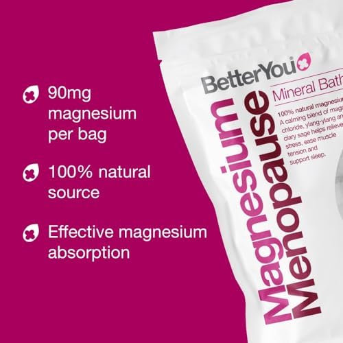 BetterYou Magnesium Menopause Bath Flakes - Magnesium Bath Soak and Menopause Support - Soothes Sore Muscles - Ylang Ylang and Clary Sage - 1.6 lb