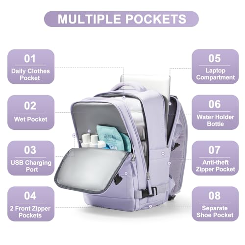 coofay Travel Backpack Carry on Flight Approved Mochila De Viaje Personal Item Travel Bag Large Backpack for Travel Backpacks for Men Women Carry on Backpack for Airplanes 18x14x8 Inches Travel Bag