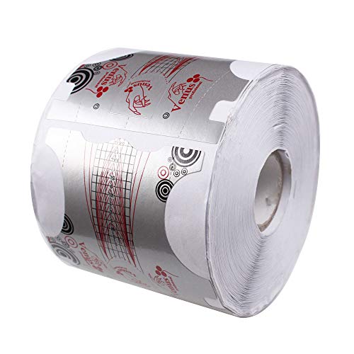 500Pcs Nail Form, Nail Art Guide Stickers for Acrylic UV Gel Nail Tips Manicure Extension Tool (1 Roll / 500 PCS - Sliver)