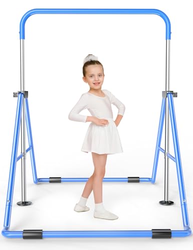Safly Fun Gymnastics Bar for Kids: Adjustable Height Horizontal Bar Foldable Gymnastic Junior Training Bar Kip Bar for Home Using Gymnastics Equipment Indoor Outdoor