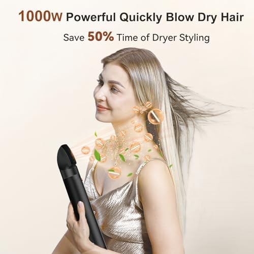 Blow Dryer Brush,3 in 1 Rotating Hair Dryer Brush Spinning with Detachable Brush(2" & 1.5"),3 Heats and 2 Speeds Rotating Hot Air Brush for Curl,Straight