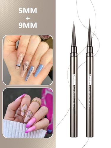 Nail Liner Brush, Fine Line Nail art Brushes 5/9/15/20/25mm Thin Line Nail Brushes Detail Drawing, Liner Brush for Nails Gel