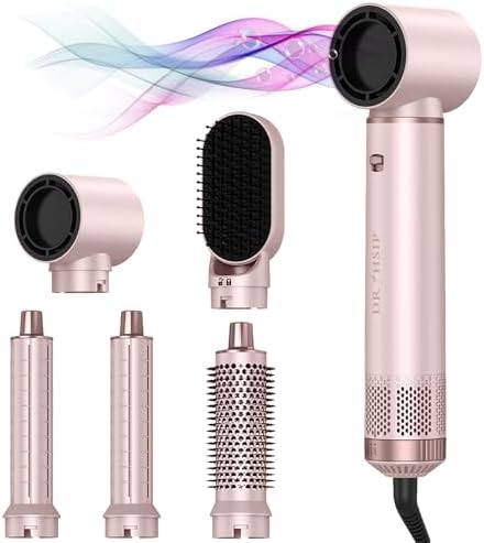 5 in 1 Hot Air Brush - Blow Dryer Brush & Air Curling Wrap Styler with Negative Ion Technology, Hair Dryer Brush for Drying, Curling, Straightening & Styling, Professional Hair Styling Tools