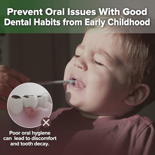 haakaa Training Toothbrush Set Oral Care Kit, Soft Silicone Toothbrush for Baby, Infants, Toddlers & Kids, Pea Green