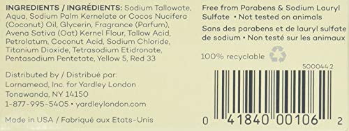 Yardley Oatmeal and Almond Bar Soap, Oatmeal & Almond, 4 Ounce (Pack of 4)