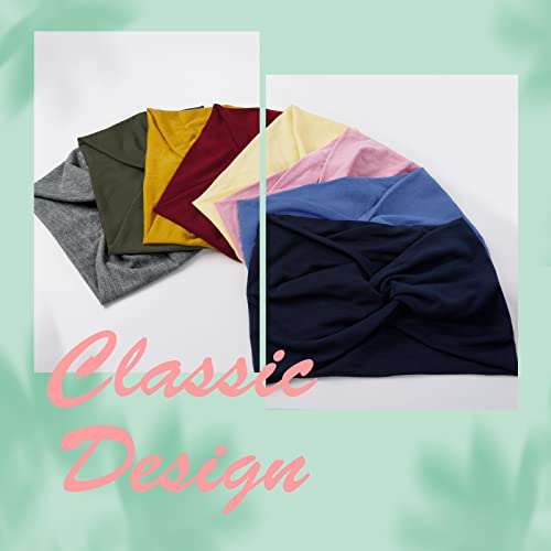 AKTVSHOW 7'' Wide Headbands for Women, Extra Large Turban Workout Headband Fashion Yoga Hair Bands Boho Twisted Thick Hair Accessories, 8Pack