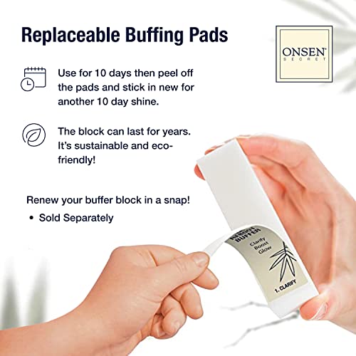 Onsen Secret Professional Nail Buffer Block | 4-Way Buffing for Natural Shine & Healthy Natural Nails - Includes 2 Extra Shine Pads, Salon-Quality, Post-Gel & Acrylic Recovery | 3 Pack