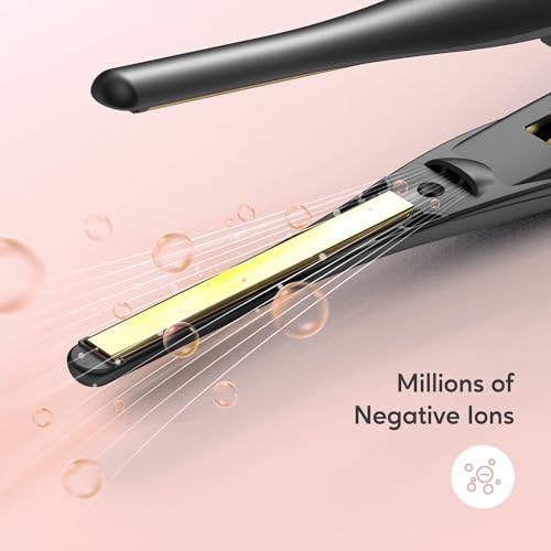 3/10'' Small Flat Irons for Short Hair Pixie Cut, 5s Ultra Fast Heat Up Tiny Pencil Flat Iron, Ionic Mini Edge Flat Iron, Skinny Thin Straightener Champagne Gold