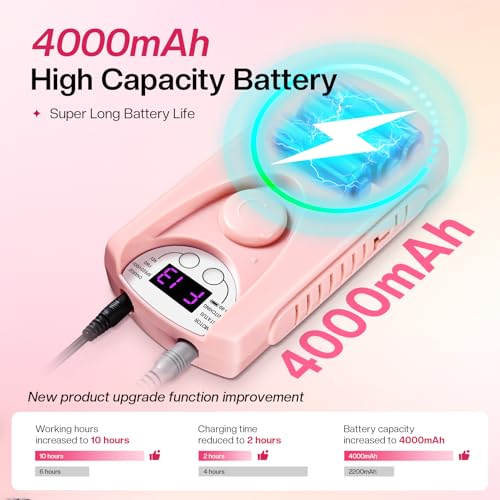 Electric Nail Drill Machine: Professional 35000 RPM E File Kit for Acrylic Gel Polish Removal Portable Manicure with Bit Home Salon