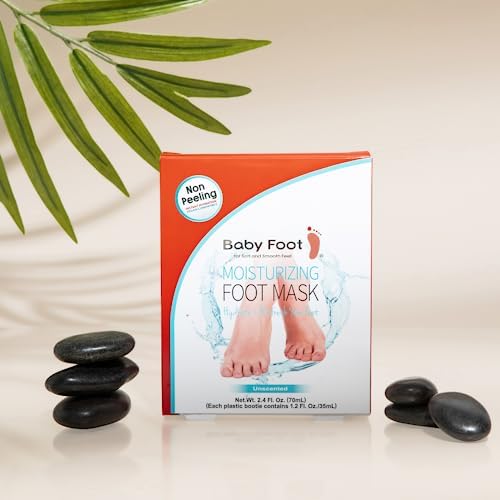 Baby Foot Unscented Non-Peel Moisturing Mask – Hydrate and Refesh in 15-Minute - No Pain Feet Treatment - For Men and Women - Smooth and rich moisturizer for Baby Soft Feet