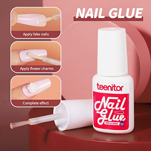 Teenitor Full Cover Color Press On Coffin Nails, 576pcs Fake Nail Tips in 24 Colors, Glue On Long Ballerina False Nails
