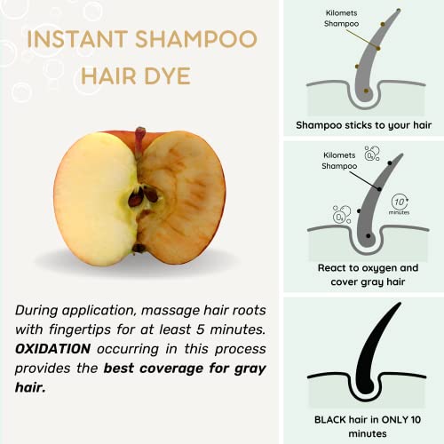 BLACK Hair Dye Shampoo 400ml- 100% Grey Coverage in Minutes- Ammonia Free Hair Color Shampoo Cover Gray Silver Hair- Instant Darkening Coloring At Home- Gift for Mom Dad