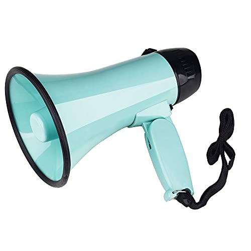 MyMealivos Portable Megaphone Bullhorn 20 Watt Power Megaphone Speaker Voice and Siren/Alarm Modes with Volume Control and Strap (White&Blue)